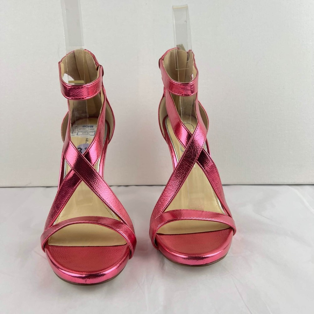 EUC Jessica Simpson Dalechi Metallic Pink Strappy High Heel Womens Size 8.5 - Picture 3 of 9